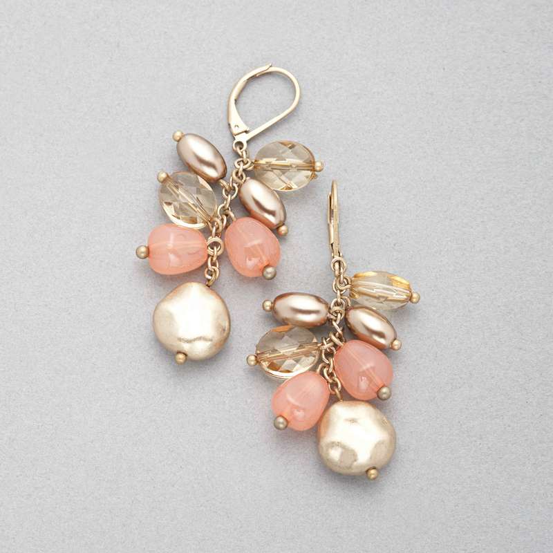 Pink and Gold Cluster Drop Earring, Pink, large image number 0